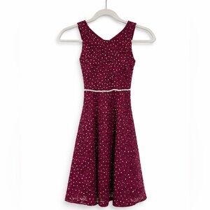 Speechless Kids Burgundy Dress with Sparkle Accents